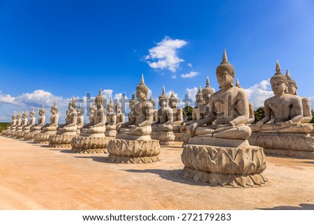 Row of Buddha statue in south Thailand