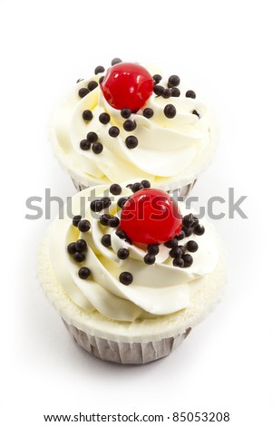 black forest cup cake isolated on white background