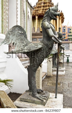 demon statue in wat phra kaew, bangkok, thailand