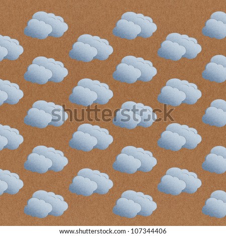 Paper texture seamless cloud pattern on brown background