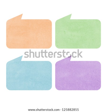 talk tag recycled paper on white background