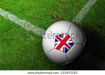 United Kingdom Flag Pattern of a soccer ball in green grass