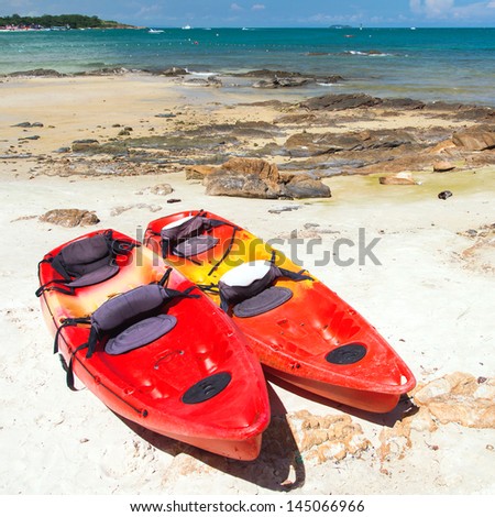Kayaks on the tropical beach, Mu Koh Samet - Khao Laem Ya National Park, Rayong, Gulf of Thailand coast