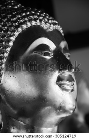 Black and White of Buddha ,Close up to face.