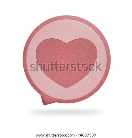 Heart tag recycled paper on white background