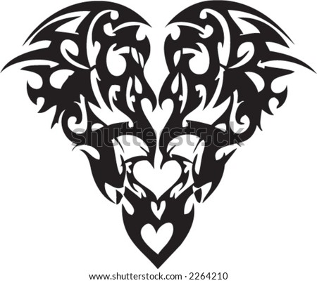 stock vector Vector Tribal Tattoo of a Heart