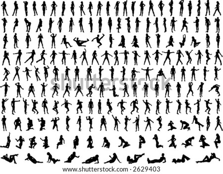 stock vector : Hundreds of People Silhouettes (Vector)