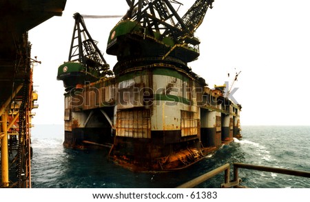 ocean sea ship crane barge offshore oil exploration rig platform big huge massive large