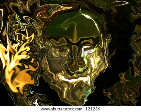 Digitally painted face color rainbow art abstract portrate man shadow