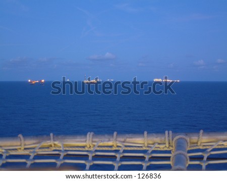 Sunset sea ocean cloud color offshore oil gas platform north sea water sky lights