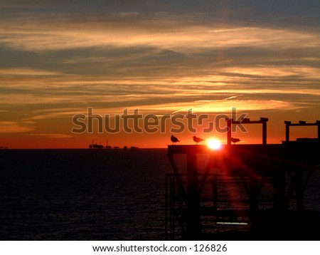Sunset sea ocean cloud color offshore oil gas platform north sea water sky