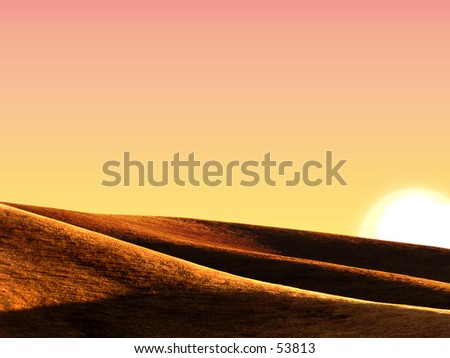 sunset over golden hills
