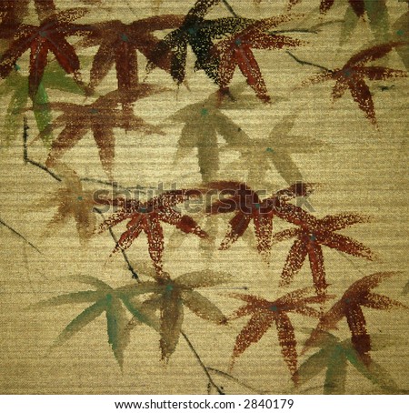 Antique Oriental Silk Painting Texture