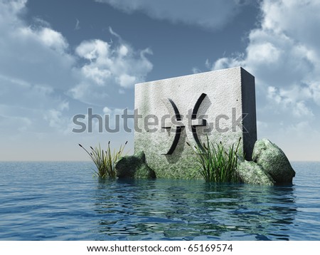 pisces symbol at the ocean