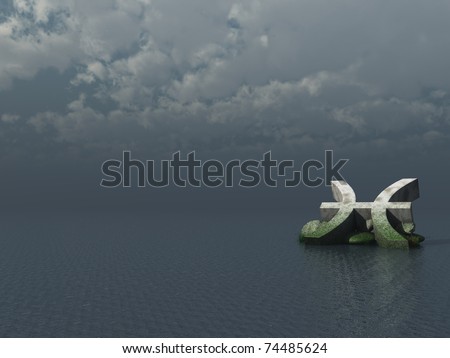 stock photo asterisk pisces symbol at the ocean 3d illustration