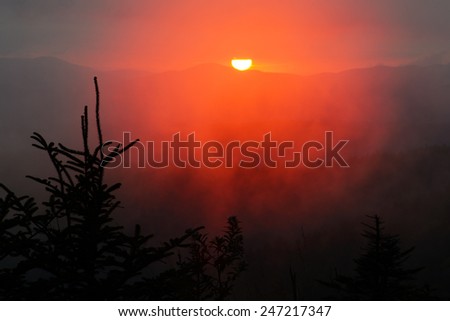 Beautiful sunset on the Great Smoky Mountains.