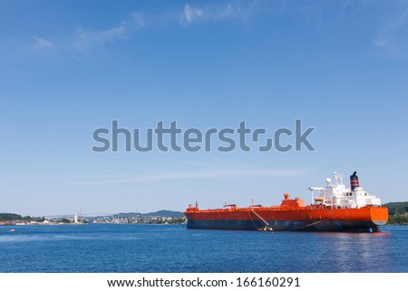 Oil tanker vessel waiting for a docking