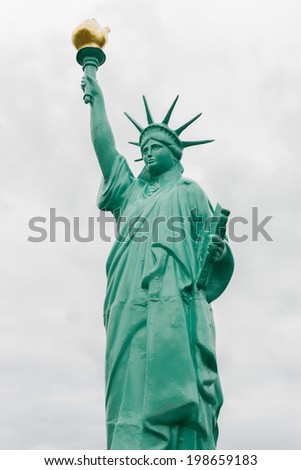 VISNES, NORWAY - AUGUST 21: The statue of Liberty at Visnes, near Haugesund, Norway on August 21, 2013.  The statue of Liberty in USA is believed to be constructed from Norwegian raw materials.