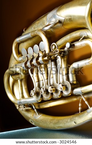 Detail of an old brass instrument