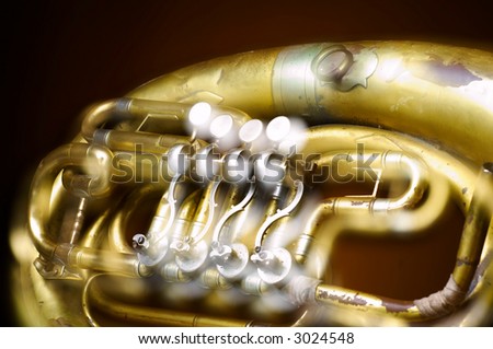 Detail of an old brass instrument