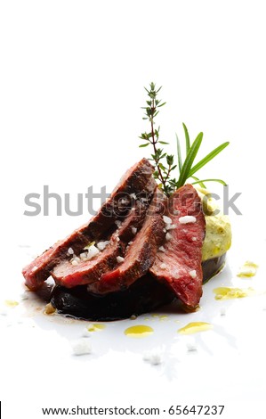 Sliced lamb steak with different vegetable