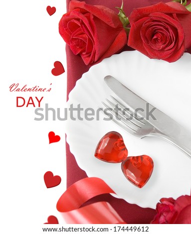 Hearts on a plate with roses bunch and bow.  Love concept., Valentine's day concept. Wedding concept