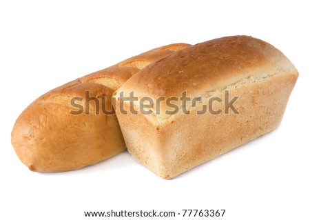 White bread and long loaf isolated on white