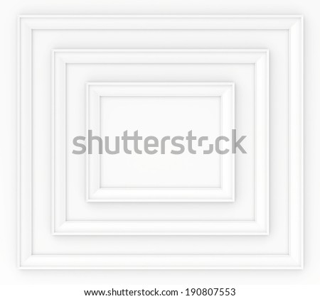 Set of white photo frames. White empty frame