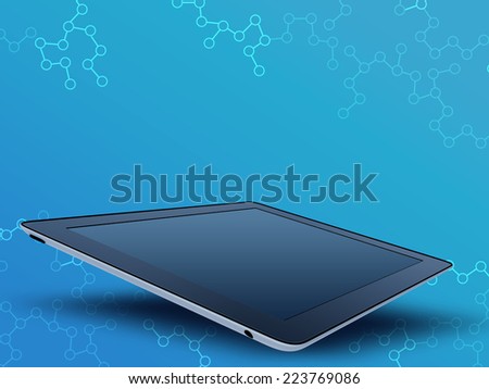mobile tablet with a glossy screen on an abstract background