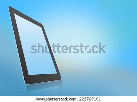 mobile tablet with reflection under the base
