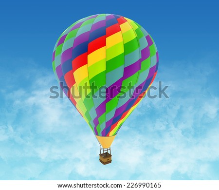 Beautiful Hot Air Balloon against a deep blue sky