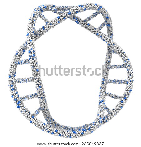 Twisted DNA molecule in a circle with chromosomes.
