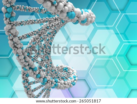 DNA molecule twisted into a spiral on medical background.