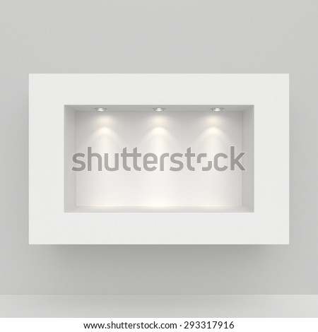 Boutique with light sources top. 3d render