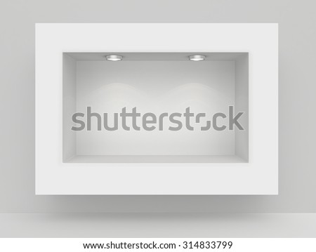 Niche in the wall with light sources. 3d render