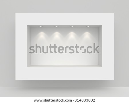 Niche in the wall with light sources. 3d render