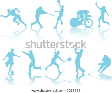 Sport silhouette, isolated on white, with soft shadows