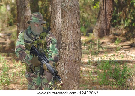 Military training combat - forest environment