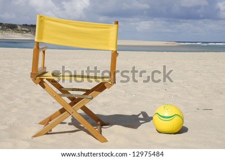 chair, ball on the beach