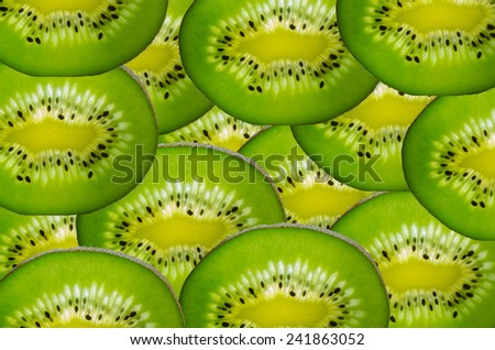 Background green of kiwi,slice of fresh kiwi.