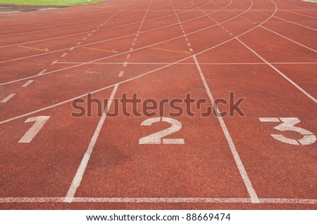 Running track number one two three