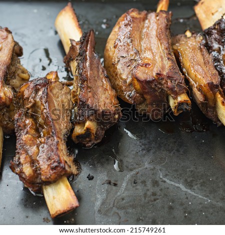 Grilled Beef Short Ribs. Shallow Depth of Field.