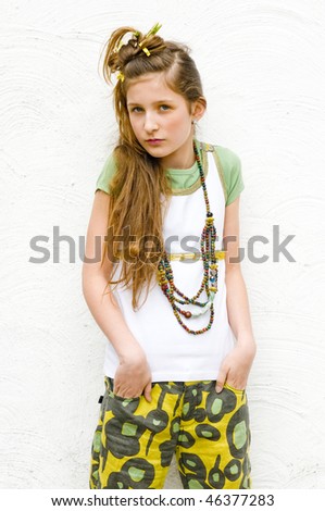 Teenage Fashion Clothing on Teenage Fashion Girl Showing Off Clothes And Jewelry Stock Photo