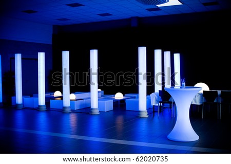 stock photo Wedding party venue in blue light
