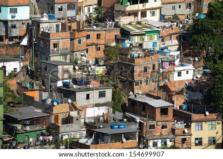 RIO DE JANEIRO - MAY 2013 - Rocina, located in the south zone of Rio de Janeiro, is the largest favela in Brazil. The community has an estimated 70,000 residents.
