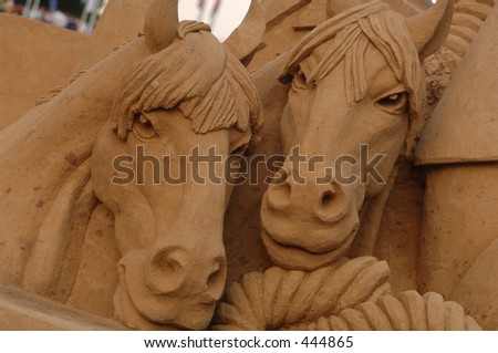 Sand sculpture of horses