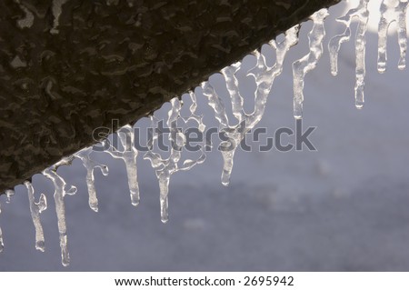 Icicles form on a structure following an ice storm in Illinois