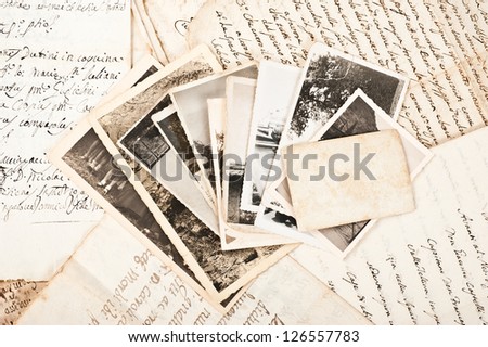 Old pictures on letter background