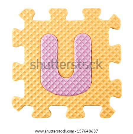 U letter, Alphabet puzzle isolated on white background , with clipping path.