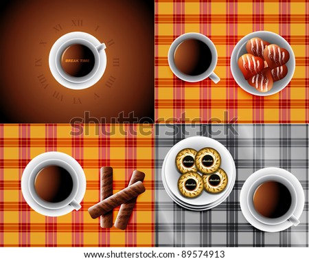 set of backgrounds including Cup of tea and cookies and chocolate bars , Raster version - Vector version is also available.